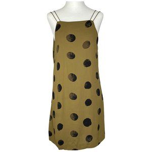 Silence + Noise Olive Green Black Dot Mini Dress
